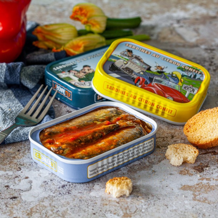 COFFRET 3 BOITES SARDINES LA BONNE MER (citron, pissaladière, ratatouille)