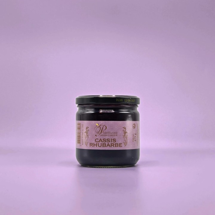 CONFITURE CASSIS RHUBARBE. 375G. LE PLANTIVORE