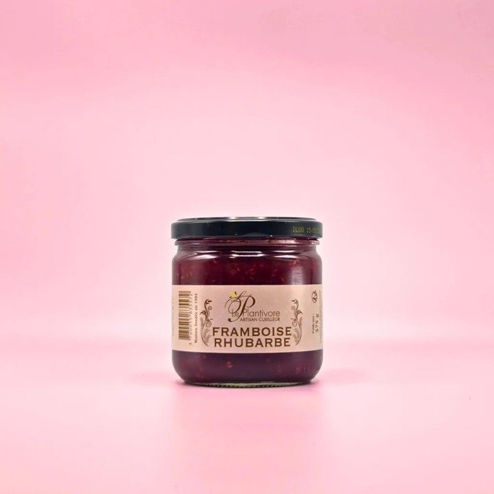 CONFITURE DE FRAMBOISE RHUBARBE. 375G. LE PLANTIVORE