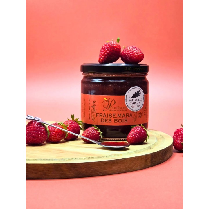 CONFITURE FRAISE MARA DES BOIS. 375G. LE PLANTIVORE