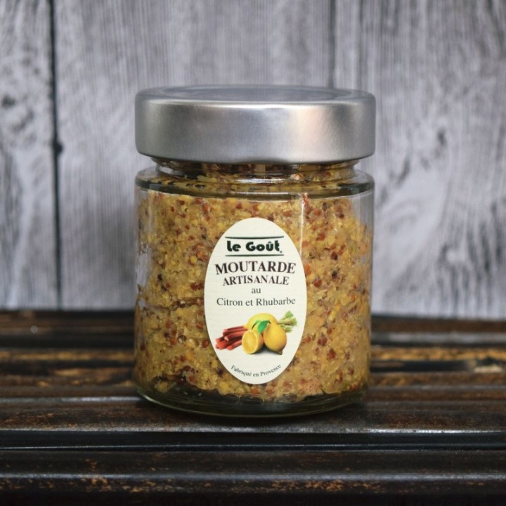 MOUTARDE ARTISANALE CITRON RUBARBE. 120G